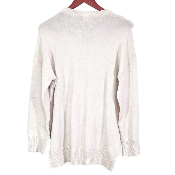 NWT Tahari Womens Sweater White Large Knit Beige Long Sleeve Crew Neck Top Soft - Picture 2 of 10